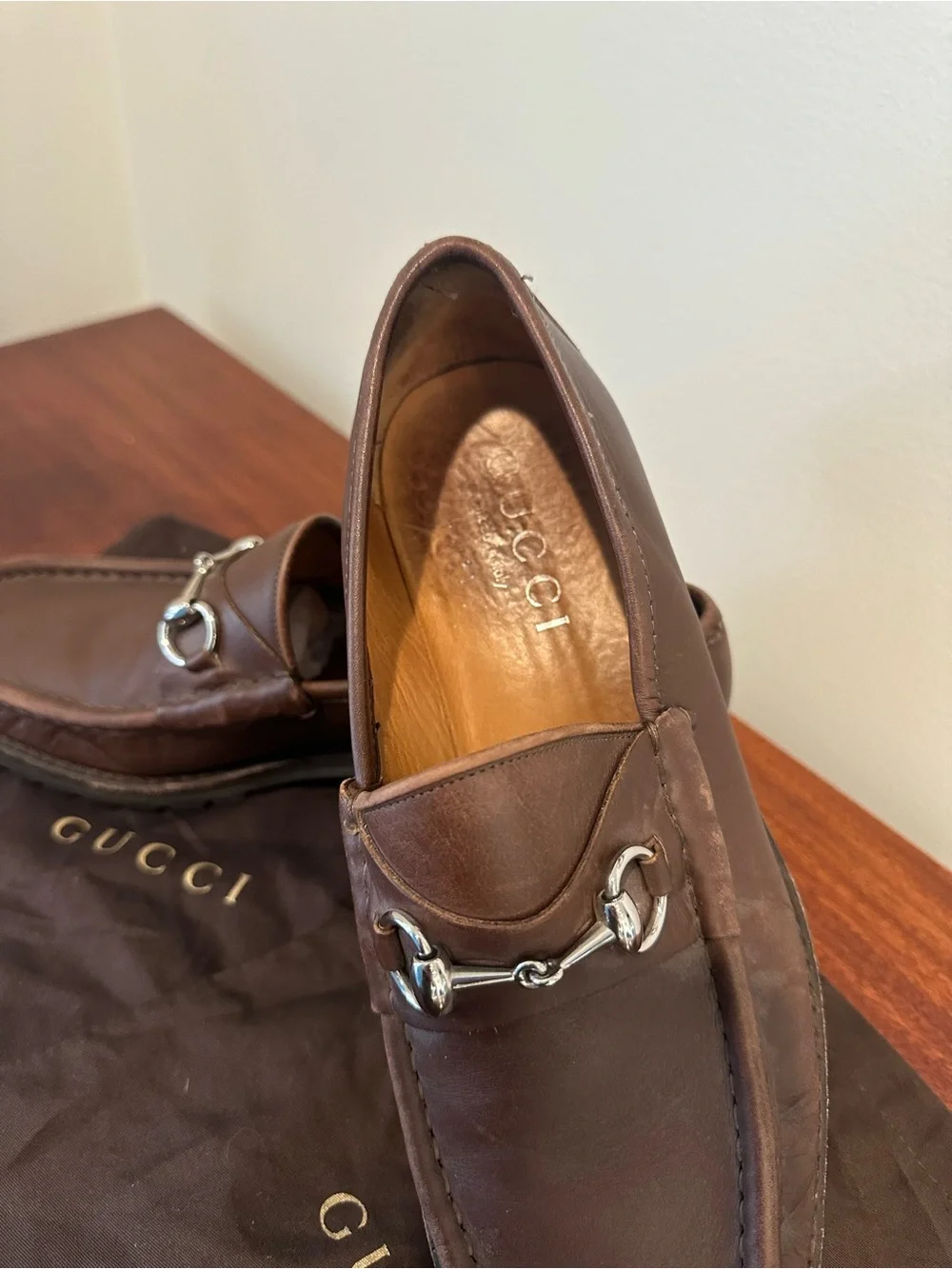 Gucci Men’s Brown Leather Horsebit Loafers with Lug Sole